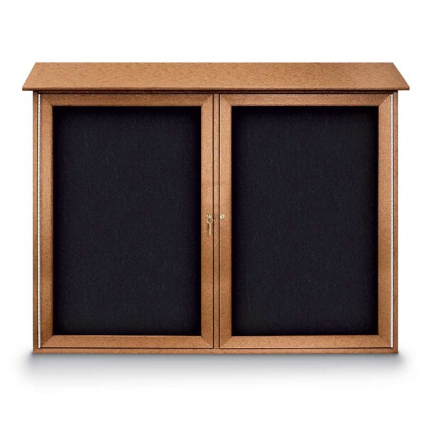 Indoor Enclosed Combo Board, 48"x36", Satin Frame/White Porc & Amethyst